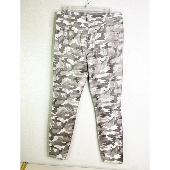 Pilcro & Letterpress Sz 30 High Rise Skinny Velour Textured Gray Camo Pants EUC - Picture 2 of 9